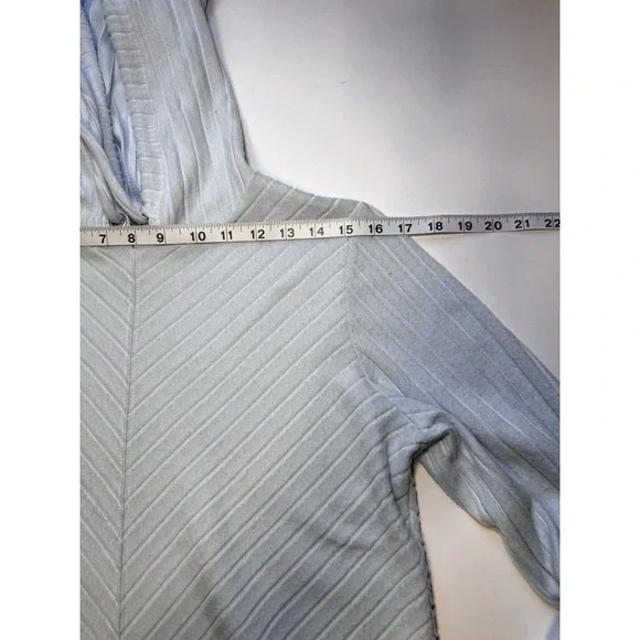 Nine West Ribbed Diagonal Knit Hoodie Women's Size M Pullover Casual‎ Athleisure - Picture 6 of 8